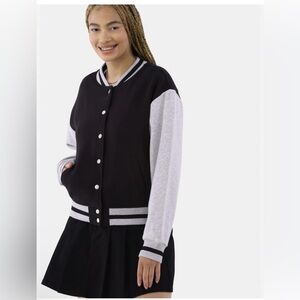 No Boundaries Black and Gray Varsity Jacket